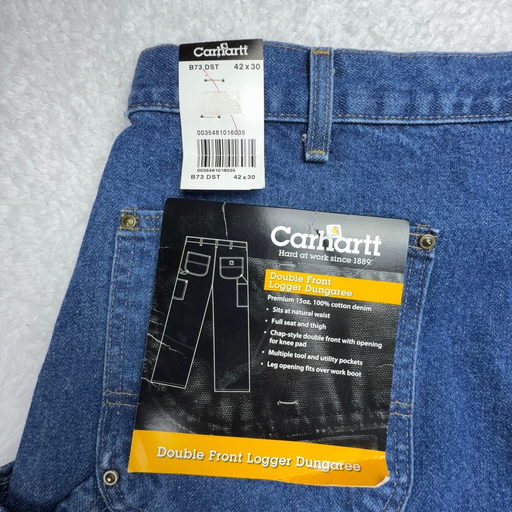 Carhartt Double Front Washed Logger Dungaree Jeans B73 DST Darkstone 42x30 NWT